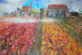 Micheal Farrell, Railway Station, Lezan, France, Acrylic on canvas