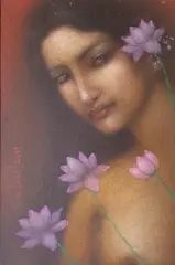 Suhas Roy, Radha, Mixed-Media on Paper pasted on Board