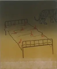 Suneel Mamadapur, Vapid Tablean, Linoleum etching
