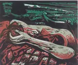 Vijay Bagodi, Nature's Fury, Hand coloured etching
