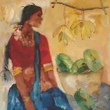 J. M. S. Mani, Untitled (Badami Woman), Oil on Canvas