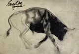 Sunil Das, Bull, Charcoal on paper