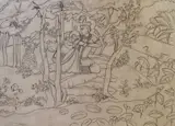 K. K. Hebbar, Untitled (Krishna consoling Radha), Pencil sketch on paper