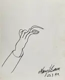 Manjit Bawa, Untitled (Putting 'Sindoor' on the forehead), Black sketch pen on paper pasted on board