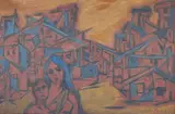 Balan Nambiar, Mother & Son in the Town, Oil on canvas