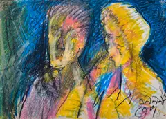 Reba Hore, Untitled (Man & Woman), Pastel on paper