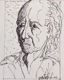 Yusuf Arakkal, Portrait of Prof. M S Nanjunda Rao, Pen & ink on paper