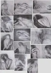 Satish Gupta, Vibrations, Portfolio of Charcoal Prints & Hymns (Rig-Veda) on Handmade Paper - Set of 15