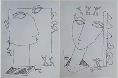 S. G. Vasudev, Untitled (Sketch of a man & another sketch of a woman)