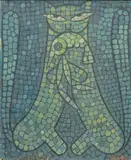 Jamini Roy, Untitled (Cat With Shrimp), Gouache on cardboard