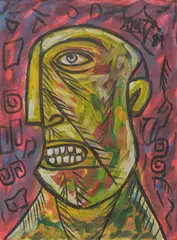 F. N. Souza, Untitled (Head), Acrylic on paper