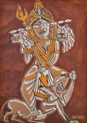 Baren Basu, Untitled (Durga), Watercolour on paper