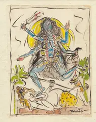 Ram Kinker Baij, Untitled (Kali), Watercolour & ink on paper