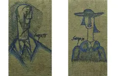 F. N. Souza, Untitled, a. UNTITLED (GENTLEMAN) b. UNTITLED (LADY)