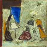 K. K. Hebbar, Farmers - Dondiba & His Wife, Oil and tempera on paper