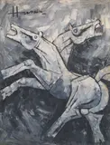M. F. Husain, Untitled (Horses), Acrylic on canvas