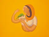 Manjit Bawa, Untitled (Lady With Parrot), Oil on canvas