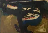Narayan Shridhar Bendre, Untitled (Two Boats), Oil on board