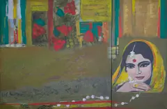 Rekha Rao, Introspection (Meena Kumari), Oil on canvas
