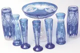 Continental blue cut glass by Group Of Vases And A Tazza, Various Dimension: 8 to 12 in, sold Jan 2008