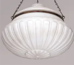 Ceiling Lamp, Fluted large American glass dome