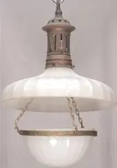 Ceiling Lamp, Molded American glass semi-circular dome, Dimension: 20 in