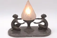 Table Lamp, With Bronze figures, Art-deco