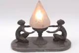 Table Lamp, With Bronze figures, Art-deco