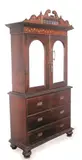 Rosewood Bureau, Untitled, With split pediments and balustraded panel below.