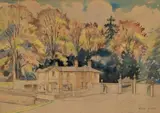 George Jackson, Restaurant At The Gate To Fountains Abbey, Studley Royal, Watercolour and pencil