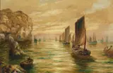 Bernard Benedict Hemy, Fishing Fleet Off A Rocky Coast, Oil on canvas