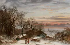 Charles Leaver, Extensive Winter Landscape, Walsall In The Distance, 1858, Oil on canvas