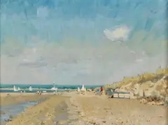 Paul Brown, Beach Scene, Oil on canvas