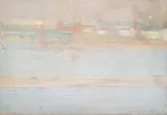 Georg Sauter, Thames View With Cannon Street Station Bridge, St Stephen Walbrook Dome And Spire Behind, 1910, Oil and pencil on board Unframed Note: Sauter was a great friend of James Abbott Mc