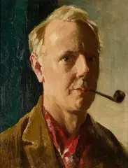 William Dring, Self Portrait With Pipe, Oil on canvas