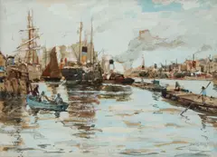 James Kay, Shipping On The Thames, Watercolour