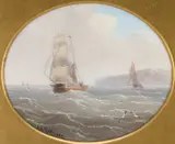 Edward King Redmore, Ships Off The Coast, Oil on board