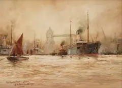 William Minshall Birchall, The Lower Pool, London, 1931, Watercolour