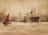 William Minshall Birchall, The Lower Pool, London, 1931, Watercolour