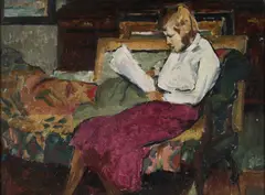 Philip Naviasky, A Lady Reading, Portrait Of A Girl Verso, Oil on panel