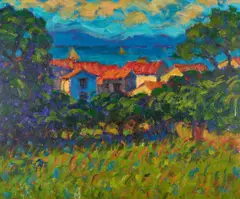 John Mackie, A Village On The Coast, Oil on canvas