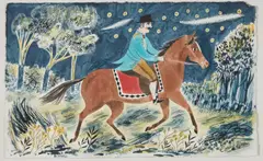 Emily Sutton, Out For A Ride, Evening, Ink and watercolour