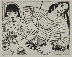 Anita Klein, At The Breakfast Table, Etching