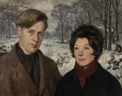 John Walton, Portrait Of The Artist And His Wife, Oil on board