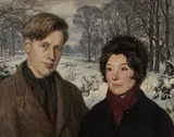 John Walton, Portrait Of The Artist And His Wife, Oil on board