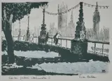 Jean Barham, Jubilee Gardens, Westminster, etching