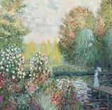 John Myatt After Claude Monet, Park At Montgeron, giclee print on canvas With COA from Washington Green