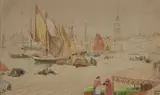 Albert Goodwin, Grey Weather, Venice, Pencil and watercolour