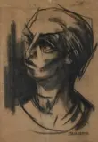 Italo Grassi, Cubist Portrait Study, Charcoal on paper