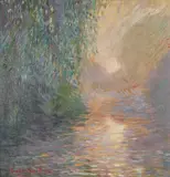 John Myatt After Claude Monet, Morning On The Seine Ii, giclee print on canvas With COA from Washington Green Gallery